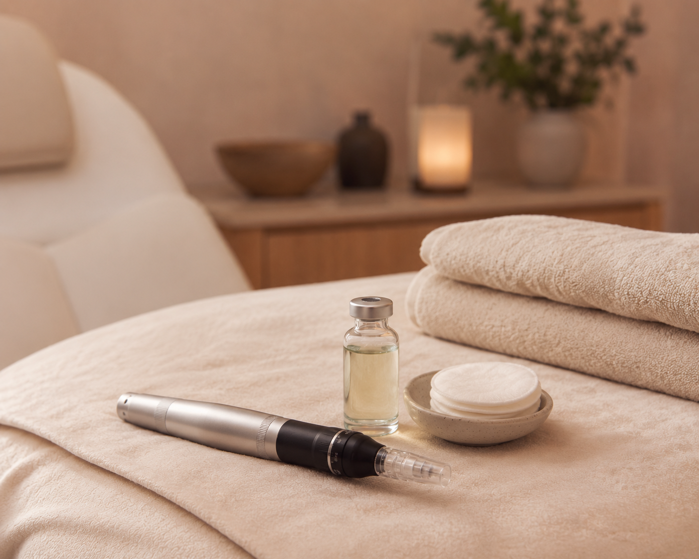 Editorial skin texture image representing micro-needling results